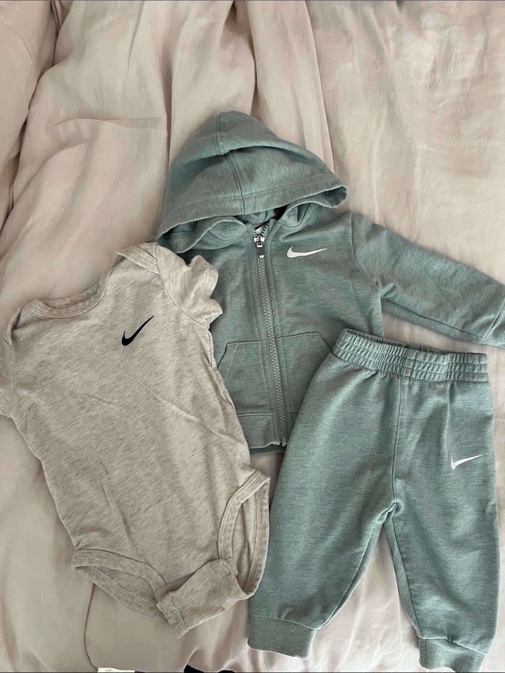 Baby Nike Blue Green Hoodie & Joggers with Cream Bodysuit